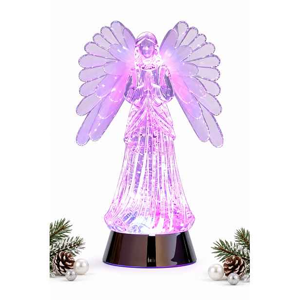 Led Osvětlený Vánoční Anděl 28 CM Figurka Usb Dekorace 1 Ks