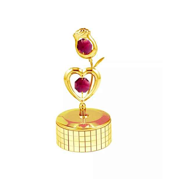 Figurka hrací skříňka zlatá růže srdce CrystoKraft Swarovski Crystal dekorace