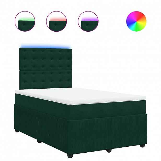 vidaXL Box spring postel s matrací tmavě zelená 120x190 cm samet