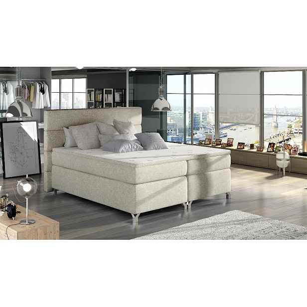 Boxspring Amadeo Rozměr: 180 x 200 cm, látka: Dora 21, Varianta: Bez LED osvětlení