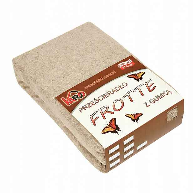 Froté prostěradlo s gumičkou 200x220 béžové cappuccino 076 Karo
