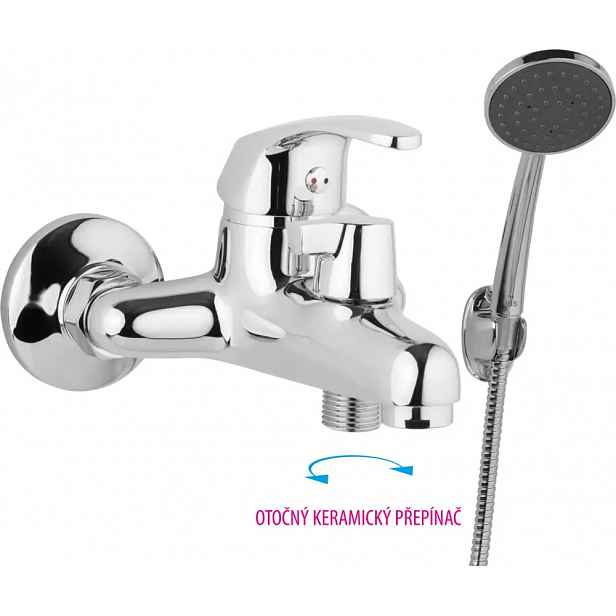 JB Sanitary Vanová nástěnná baterie SLIM 100 mm, s otočným přepínačem s příslušenstvím A10 46 01
