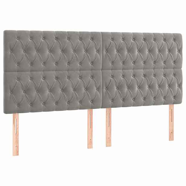 vidaXL Čelo postele světle šedé 200 x 7 x 118/128 cm sametové