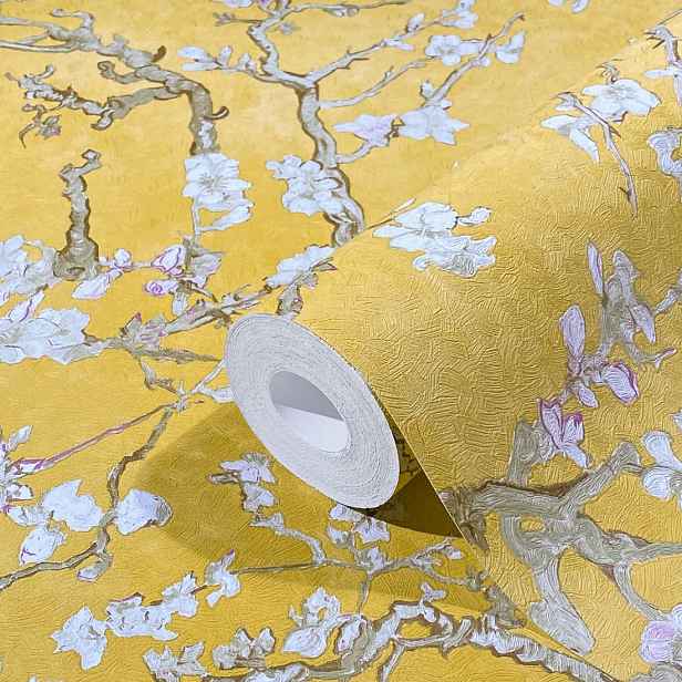 Žlutá Tapeta Van Gogh Mandlový Strom Větvičky Vinylová