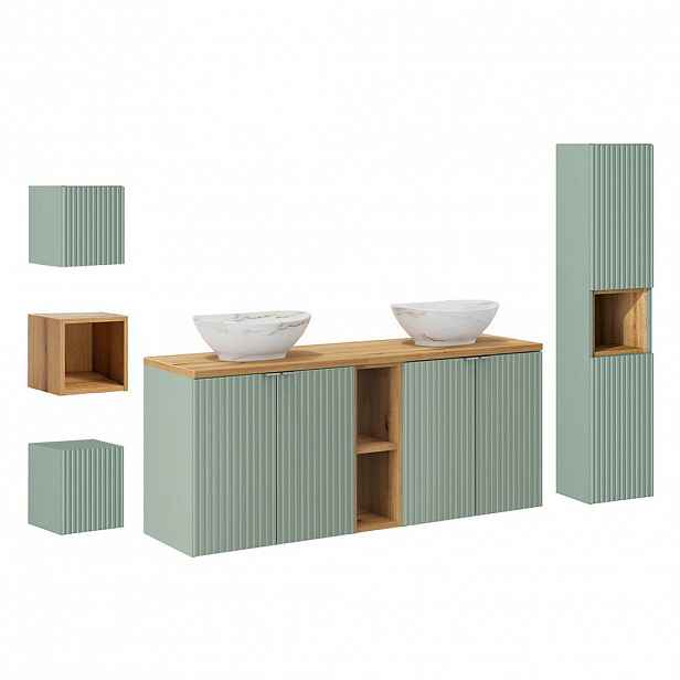 Petits-meubles DVOJUMYVADLO 140.4cm Jade Zelená a dřevo