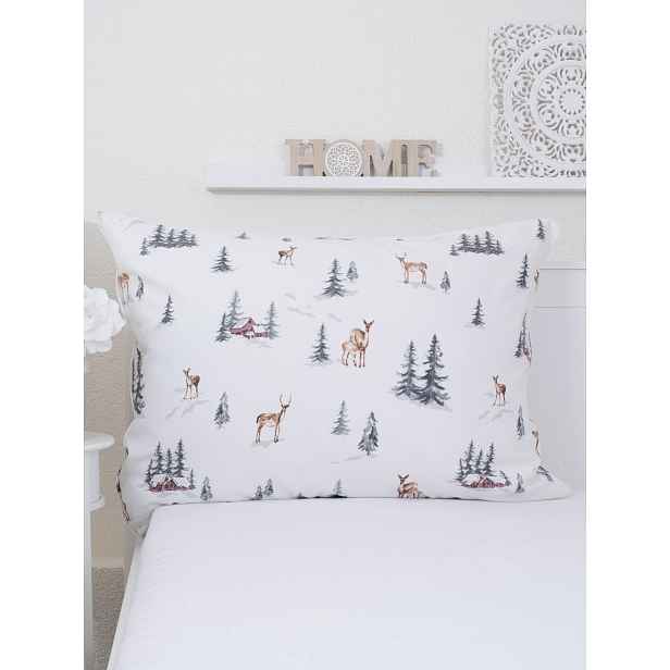 MKLuzkoviny.cz Flanelový povlak na polštář 70 x 90 cm - Zimní les