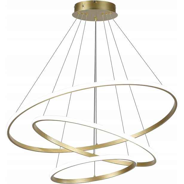 Moderní závěsná akrylová lampa 3 kroužky 40 60 80 cm, zlatá Minifair