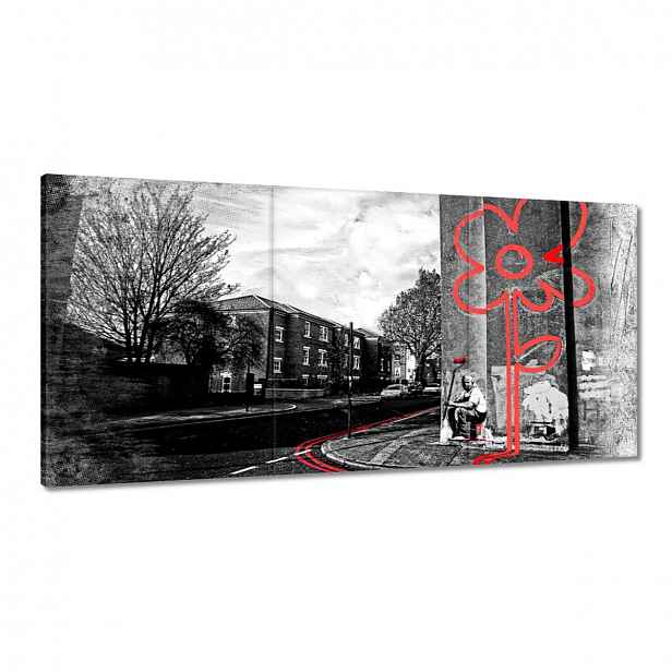 Obrazy 120x60 Banksy Červená květina