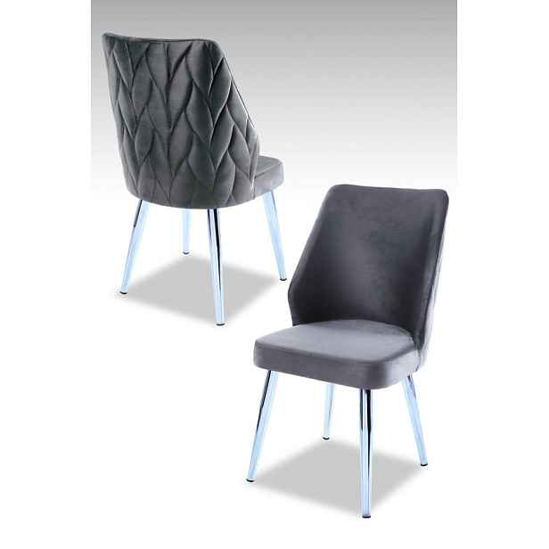 Sada židlí (4 kusy) Pufi - Grey, Chrome