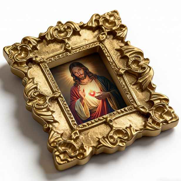 TEMU Jeden magnet na lednici s jedinečným designem Svatého srdce, ideální pro zdobení vaší kuchyně náboženským dotykem. Tento inspirativní umělecký