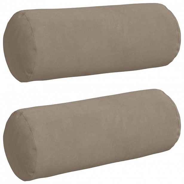 vidaXL Polštáře 2 ks Mikrovlákno Taupe Ø 15 x 40 cm
