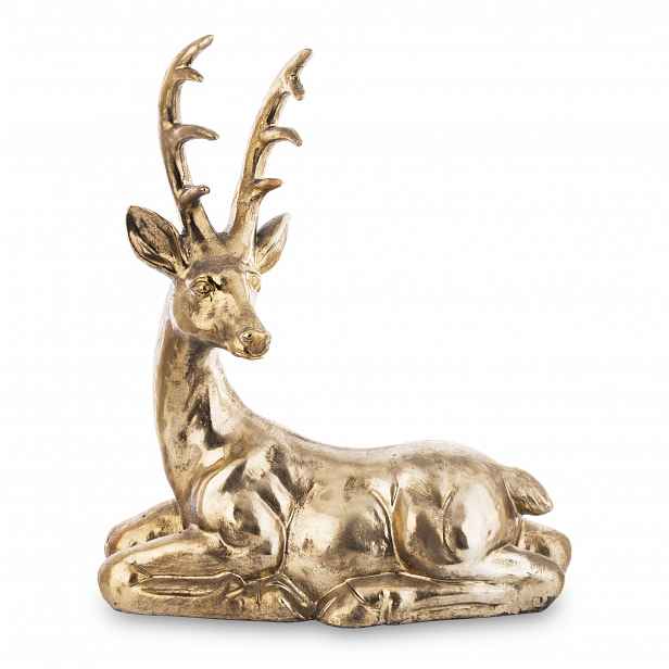 Sob Vánoční Figurka Zlatý Jelen Dekorace Ležící Loft Boho Dárek