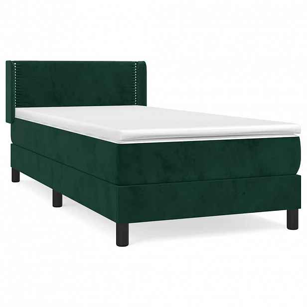vidaXL Box spring postel s matrací tmavě zelená 100x200 cm samet