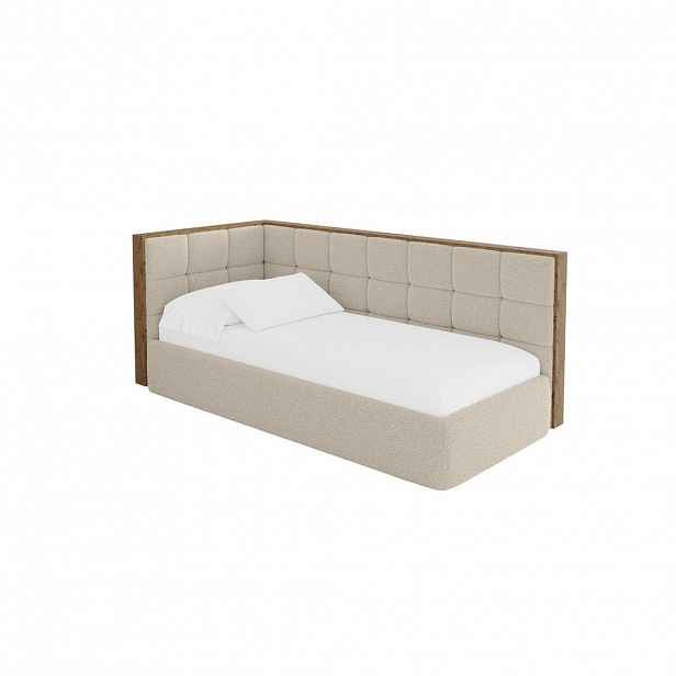ALTDECOR JEDNOLŮŽKOVÁ POSTEL pro mládež s úložným prostorem, vpravo - SOVY 80x200 tmavě béžová