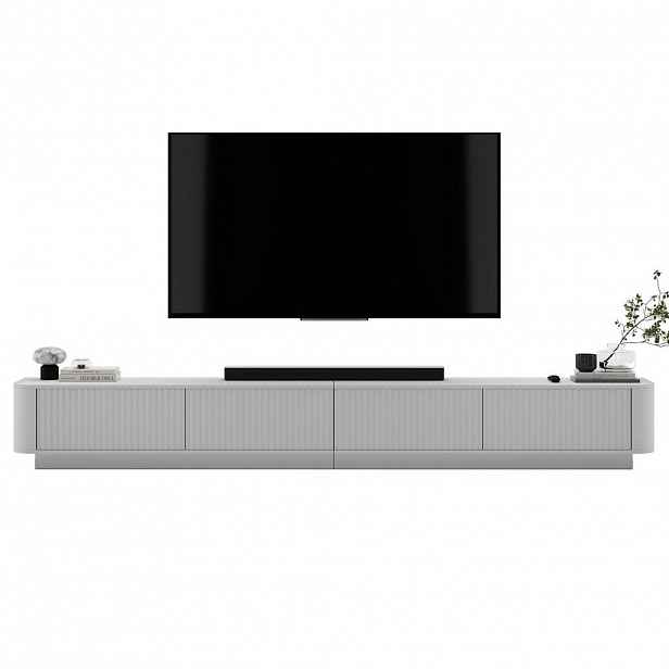 Meble Lindner TV stolek Aurora, sada 2 kusů s podstavcem, matná bílá, 280 cm