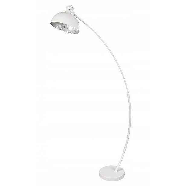 Stříbrná podlahová lampa Otto, moderní lesk vedle křesla Rabalux