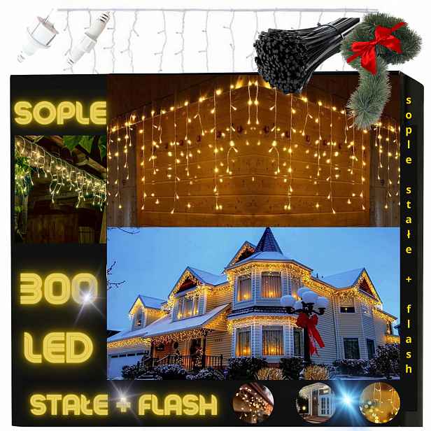 Venkovní Osvětlení Vánoční Rampouchy 300 Led S Efektem Flash