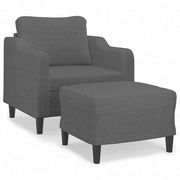 vidaXL Křeslo s podnožkou tmavě šedé 60 cm textil