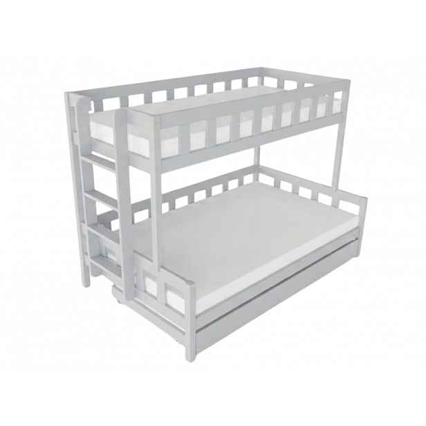 Benlemi Patrová postel PLOTTY s bočním žebříkem 90x200, 120x200 cm Zvolte barvu: Světle šedá, Zvolte šuplík: Přistýlka 90x190 cm, Zvolte stranu: Vlevo