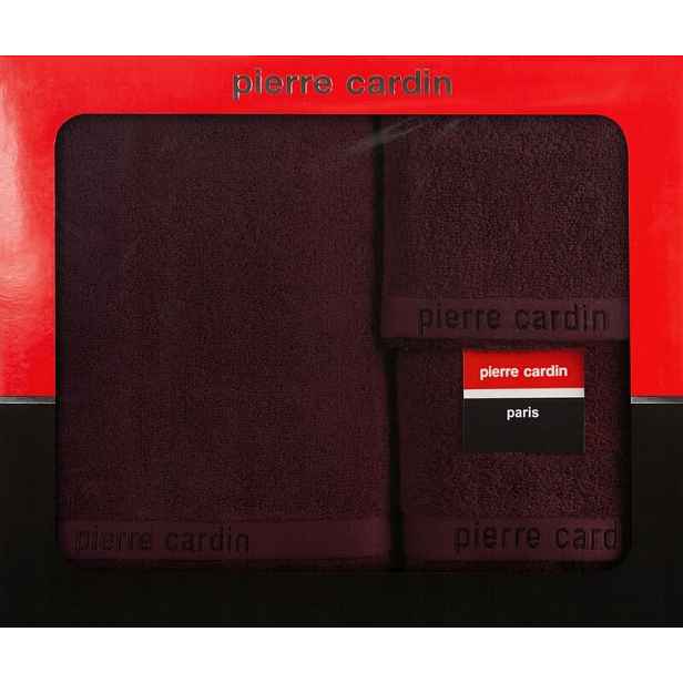 Sada ručníků v krabičce Evi 3dílná vínová 430 g/m2 Pierre Cardin
