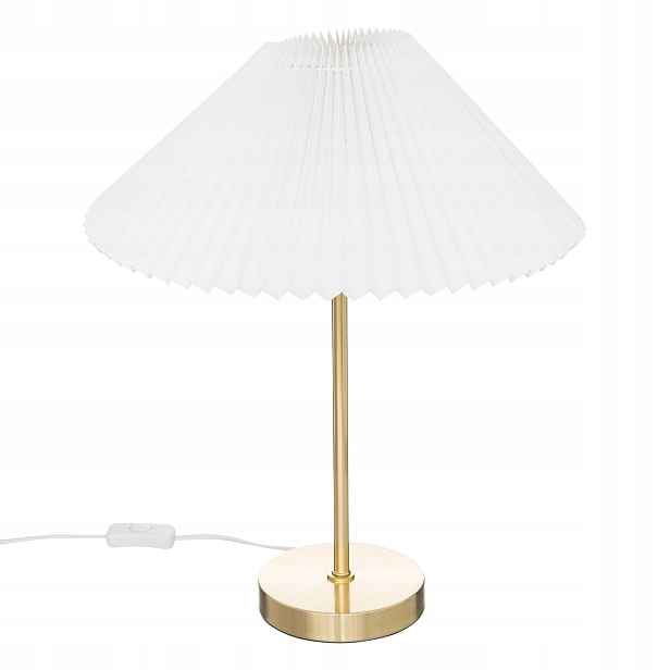 Stolní Lampa Zlatá Origami Plisovaná Bílá, Stínidlo Tetron Ø 37 CM