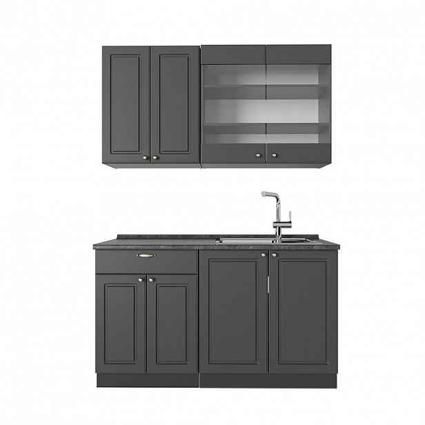 Vicco JEDNOTKOVÁ KUCHYNĚ Fame-Line Anthrazit-Gold Landhaus 140 cm bez pracovní desky