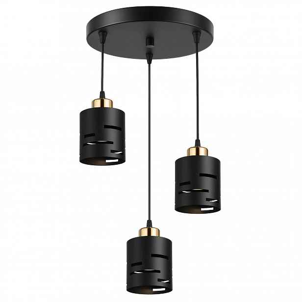 Závěsná Stropní Lampa Led Lustr Černá Kovová 3x E27 Loft