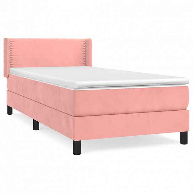 vidaXL Box spring postel s matrací růžová 100x200 cm samet