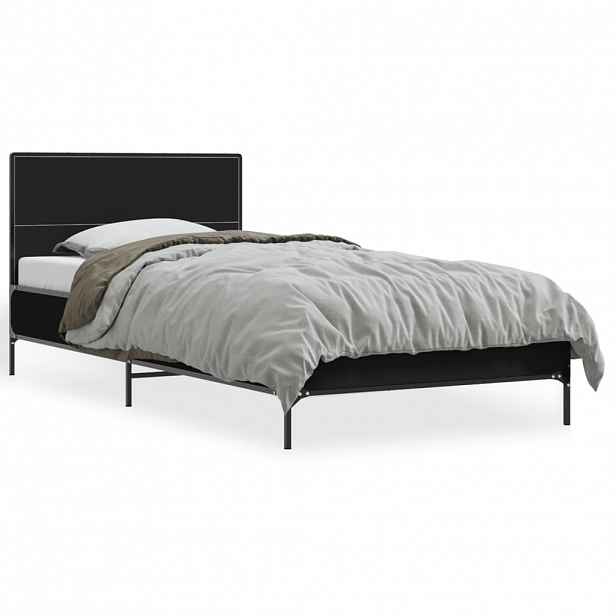 vidaXL Rám postele černý 90 x 200 cm kompozitní dřevo a kov