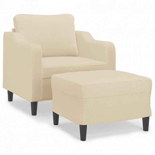 vidaXL Křeslo s podnožkou krémové 60 cm textil