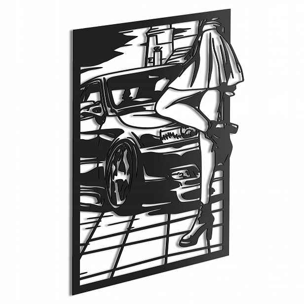 Dřevěný 3D obraz Auto a dívka Nástěnná Dekorace Dárek