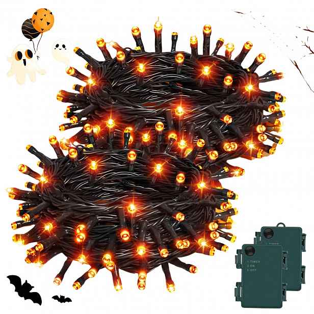 Halloween Led Lampy 10 M 100 Diod 2 Ks Časovač IP65 Na Baterie