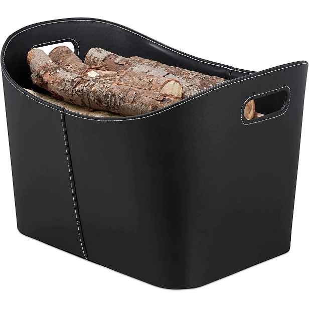 Koš Na Krbové Dřevo Umělá Kůže XL 42X42X35 Černý