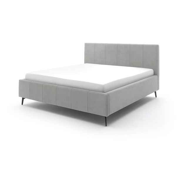 Světle šedá čalouněná dvoulůžková postel s úložným prostorem s roštem 180x200 cm Lizzano – Meise Möbel