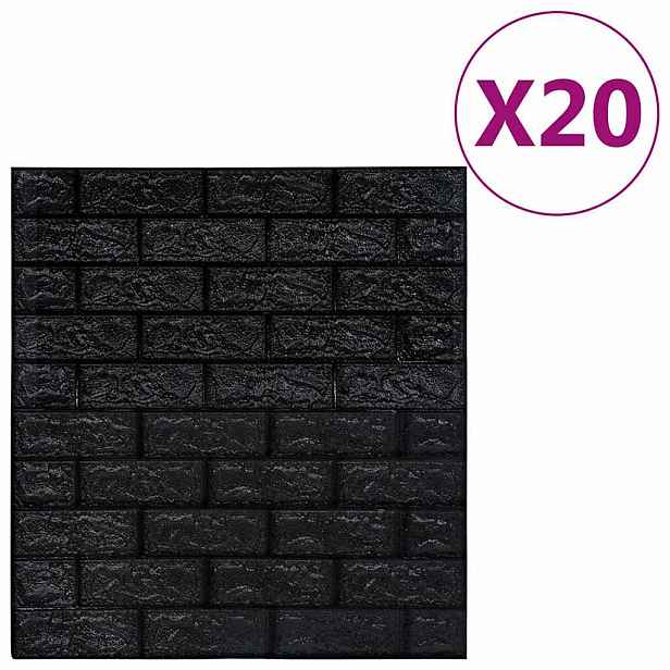 vidaXL 3D tapeta cihly samolepící 20 ks černá