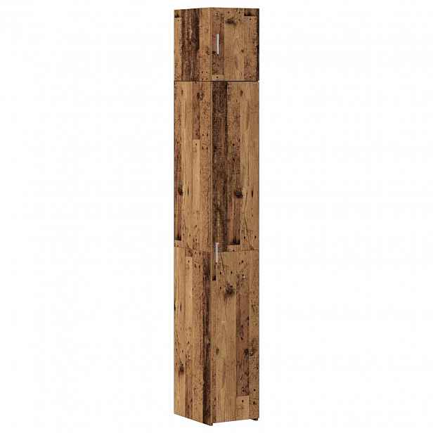 vidaXL Úložná skříň se policemi Staré dřevo 30 x 42,5 x 225 cm