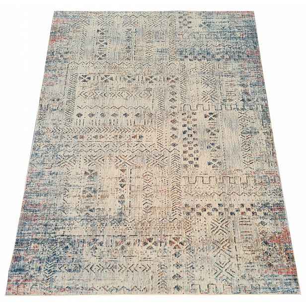 Vzorovaný kusový koberec 140x190 cm FRANCO - modrý / béžový