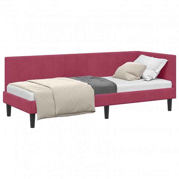 vidaXL Rohový rám postele Víno Červené 80 x 200 cm samet
