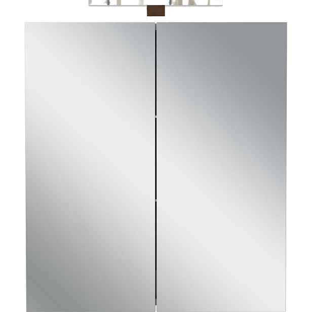 Krémová závěsná/se zrcadlem koupelnová skříňka 60x71 cm Arcena – Germania