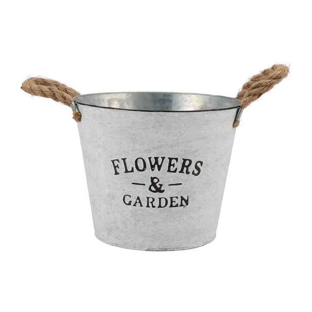 Plechový květináč s jutovými uchy Flowers & Garden - Ø 23*17 cm daan kromhout