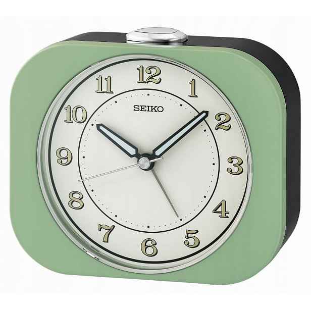 Středně Zelený Budík Seiko QHE195 M Alarm Narůstající Do Tichého Mechanismu