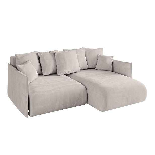 ALTDECOR ROHOVÁ SEDAČKA s funkcí spaní a otomanem, pravá ONESK-L 216x177x72 Světle hnědá Velur