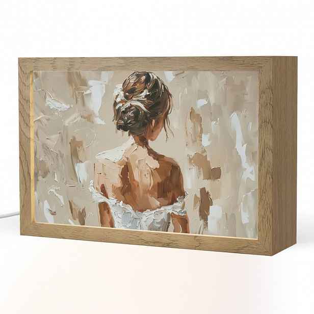 OnlyWow STOLNÍ LAMPA Žena - malba - abstraktní - béžová - moderní 30x20 cm
