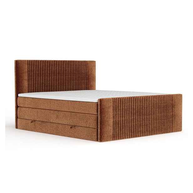 Oranžová boxspring postel s úložným prostorem 180x200 cm Bergamo – Maison de Rêve