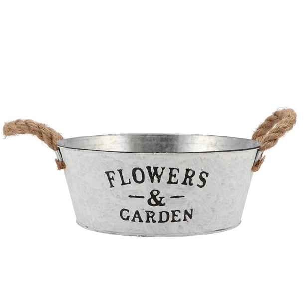 Plechový květináč / mísa s jutovými uchy Flowers & Garden - Ø 25*10 cm daan kromhout