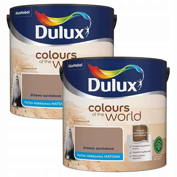 Set Dulux Barvy Světa 2x2,5L Barva Latexové Santalové Dřevo 5L