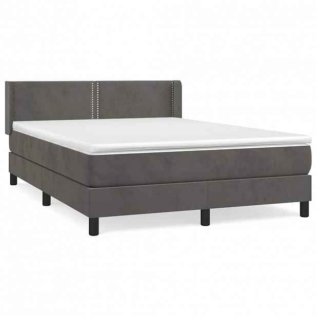 vidaXL Box spring postel s matrací tmavě šedá 140x200 cm samet