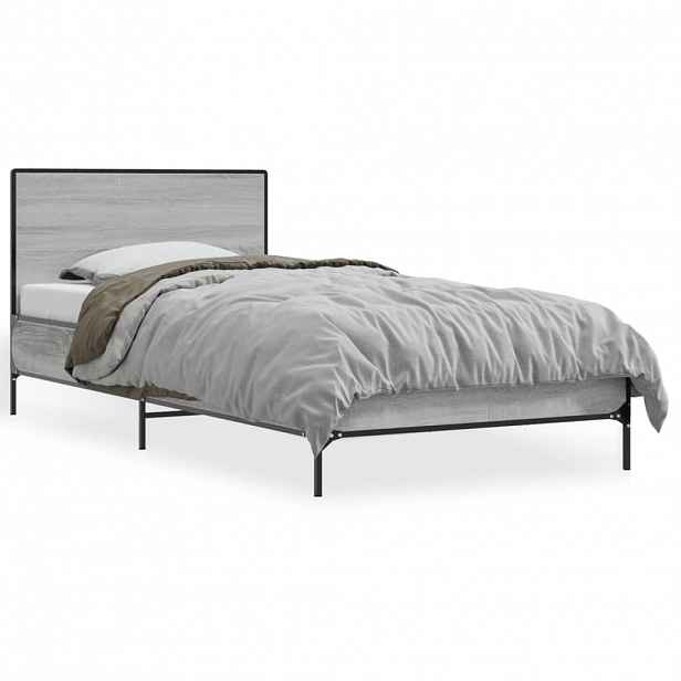 vidaXL Rám postele šedý sonoma 90 x 200 cm kompozitní dřevo a kov