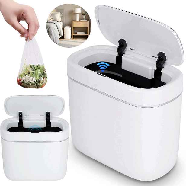 Automatický Bezdotykový Odpadkový Koš Bílý 7 L Tichý 21 CM Pro Kancelář Domu