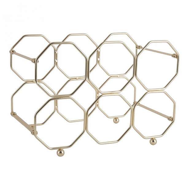 Kovový skládací držák na víno ve zlaté barvě PT LIVING Honeycomb
